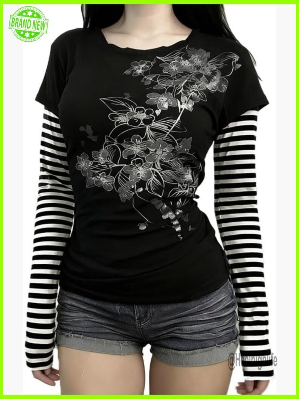 Y2K Stripe Vintage Graphic Slim Fit Sweatshirt Long Sleeve Pullover